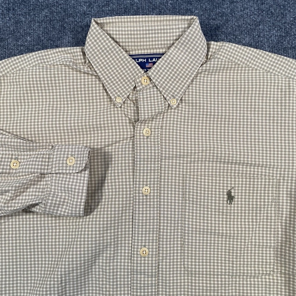 Vintage Y2K Ralph Lauren Sportsman Check Plaid Oversized Button Shirt Mens M